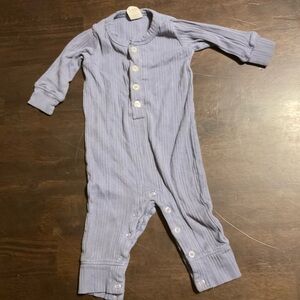 Kate Quinn Blue Ribbed Union Suit 18m